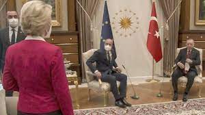EU's von der Leyen is left seatless at Erdogan meeting